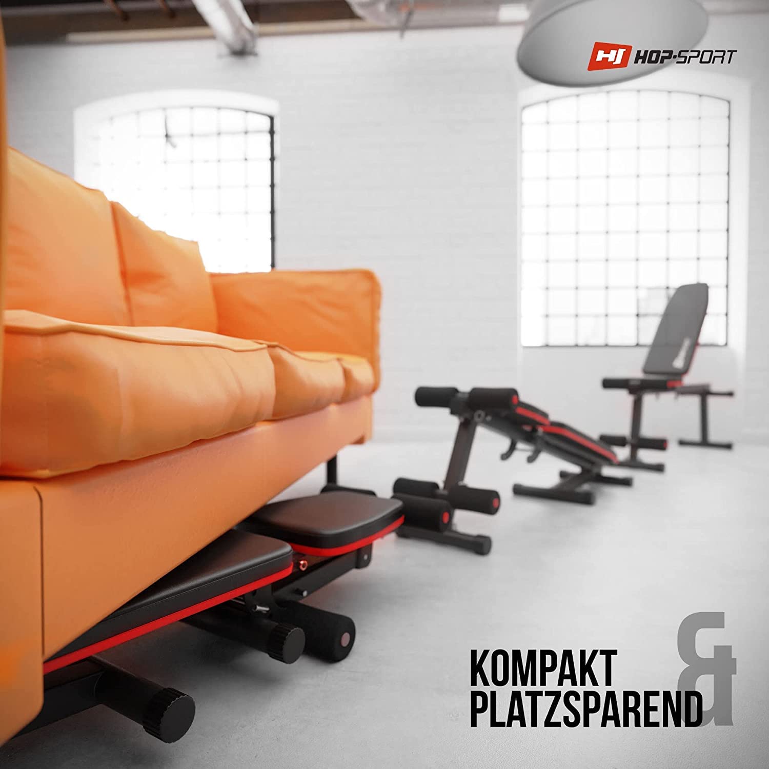 Hop-Sport ławka do podnoszenia ciężarów, składana prasa do nóg, wielofunkcyjna ławka fitness do domu, do treningu brzucha, stacji siłowej, maks. obciążenie