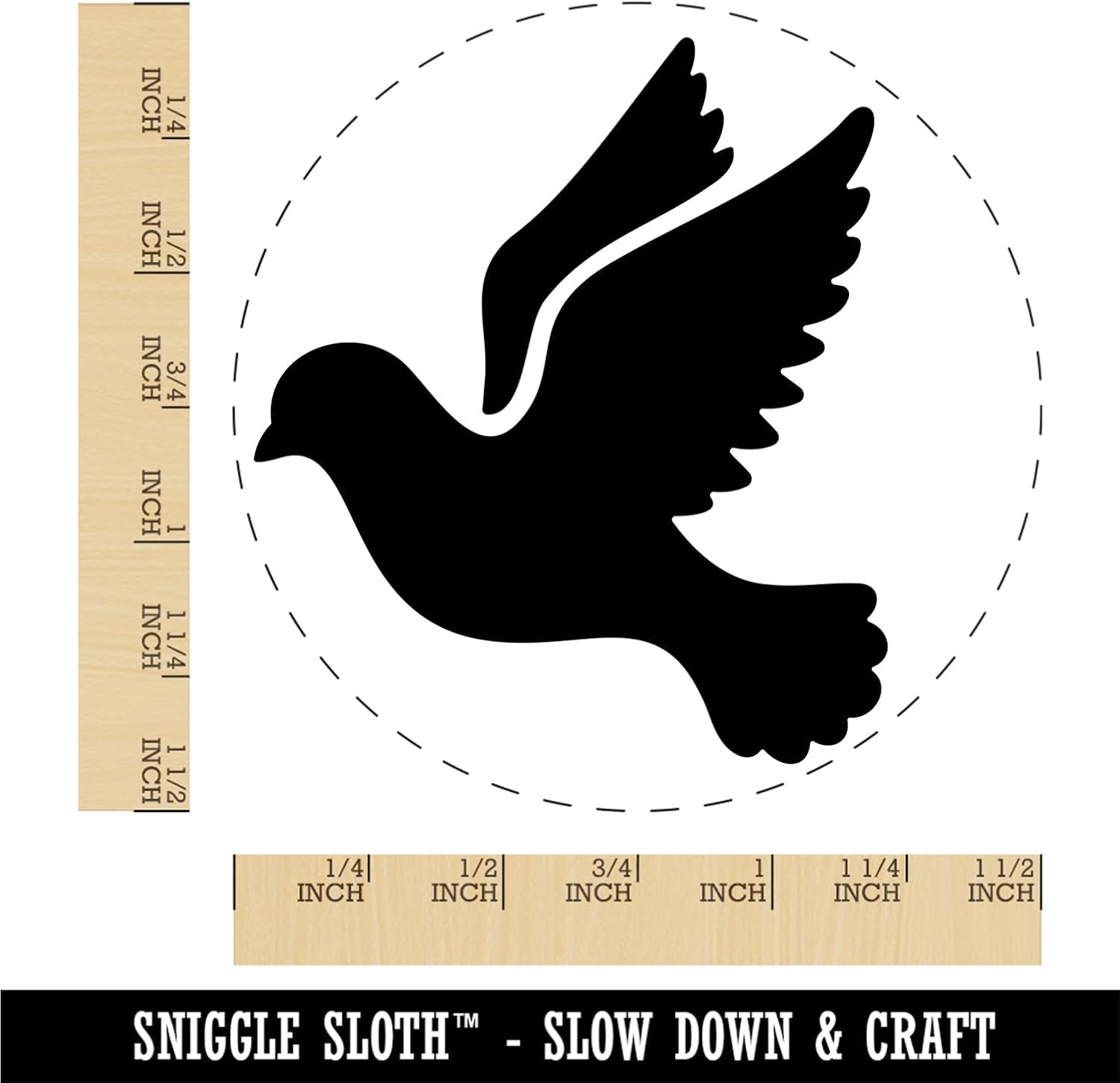 Dove Flying Silhouette Bird Self-Inking Rubber Stamp Ink Stamper for Stamping Crafting Planners - 1-1/2 Inch Large - Red Ink