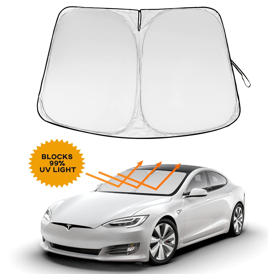 Buy Tesla Model 3 Model Y Windshield Sunshade, Tesla Sun Shade Fit for