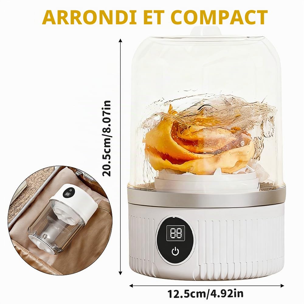 Machine a Laver Portable 1L, Mini Machine a Laver Sans Fil, Rechargeable, Mini Lave Linge pour Sous-Vêtements et Petits Vêtements, Convient pour la Maison, Les Appartements, Les Dortoirs