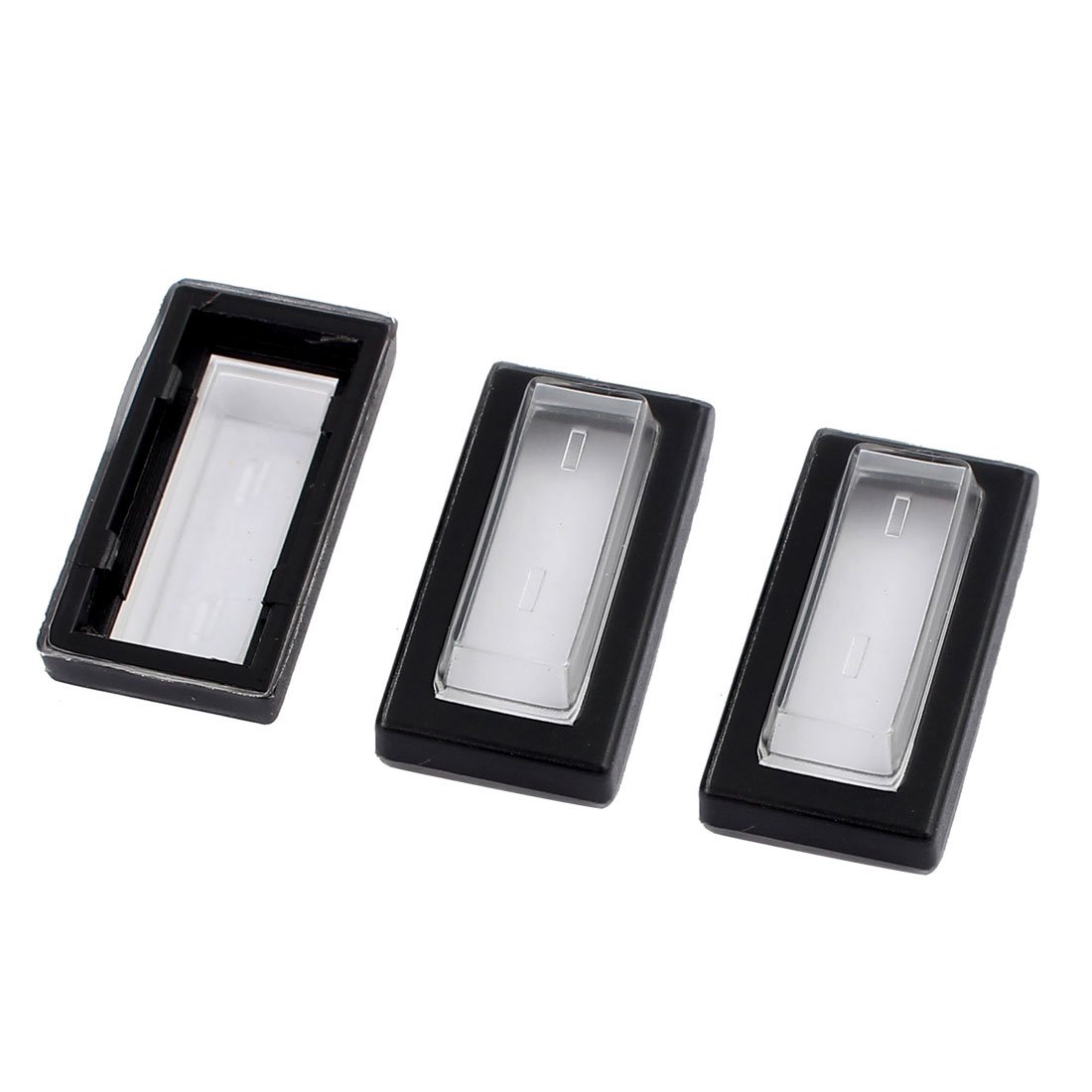 Ruilogod 3 Pcs Clear Black Silicone Waterproof Rocker Switch Protective Cover Rect Cap