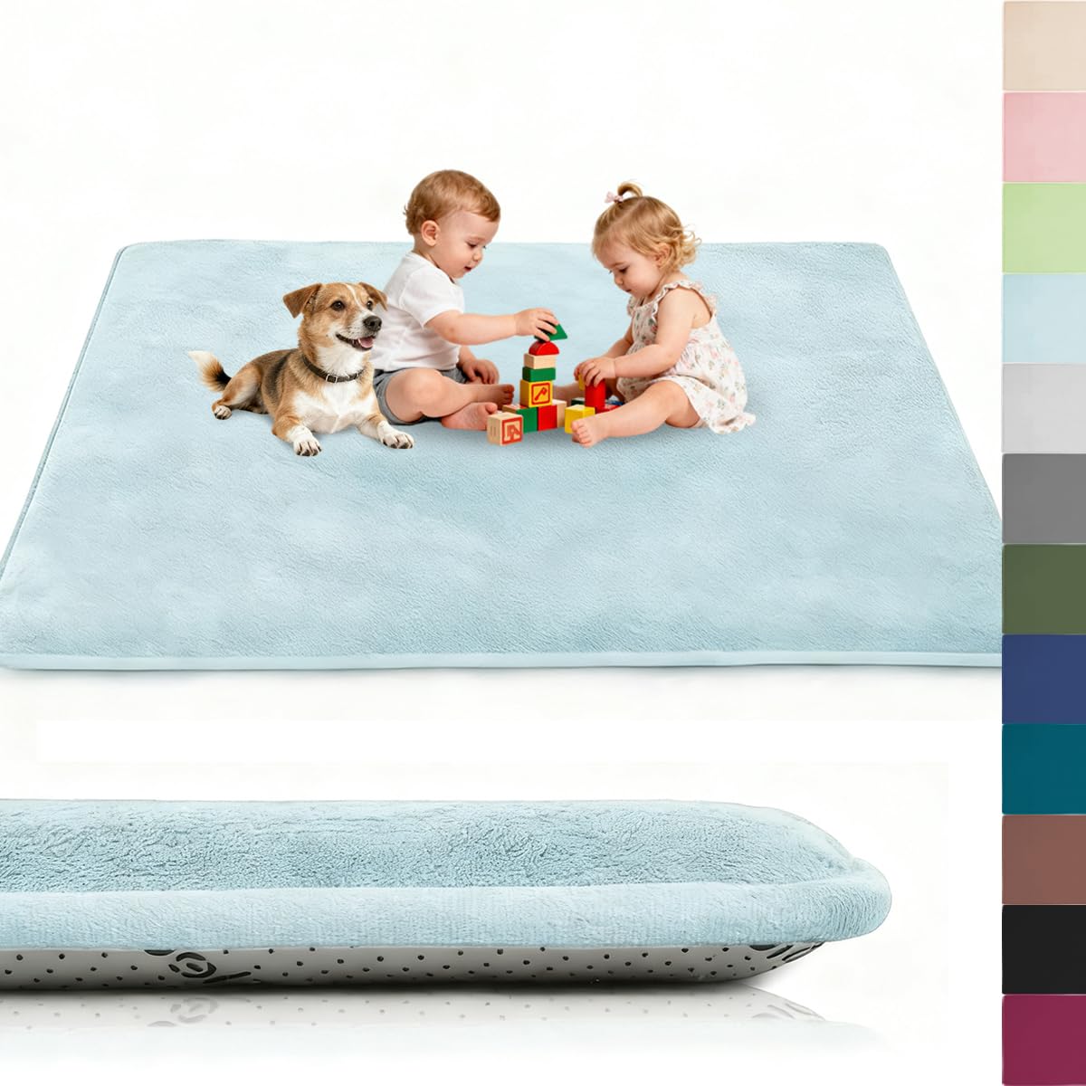 Voxirum Coral Velvet Rug for Children, Crawling Rug Baby, 0.78in Thick Memory Foam Rug, Extra Soft Activity Floor Mat, Non Slip Crawling Mat for Toddlers, Infants, Kids, Yoga Mat, 40 x 100 cm