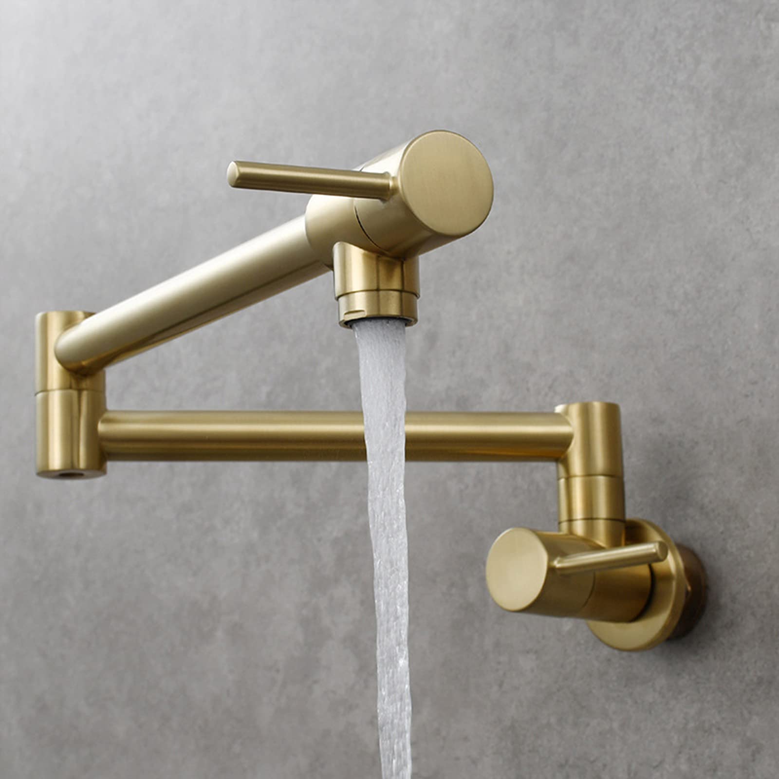 Grifo de llenado de ollas Grifo de cocina de agua fría individual de latón Montaje en pared Grifos de fregadero de cocina comercial Brazos oscilantes de doble articulación plegables estirables Orifici