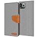 Produktbild Conie iPhone 11 Pro Max Hülle für iPhone 11 Pro Max Tasche, Textil Denim Jeans Look Booklet Cover Handytasche Klapphülle Etui mit Kartenfächer, Grau