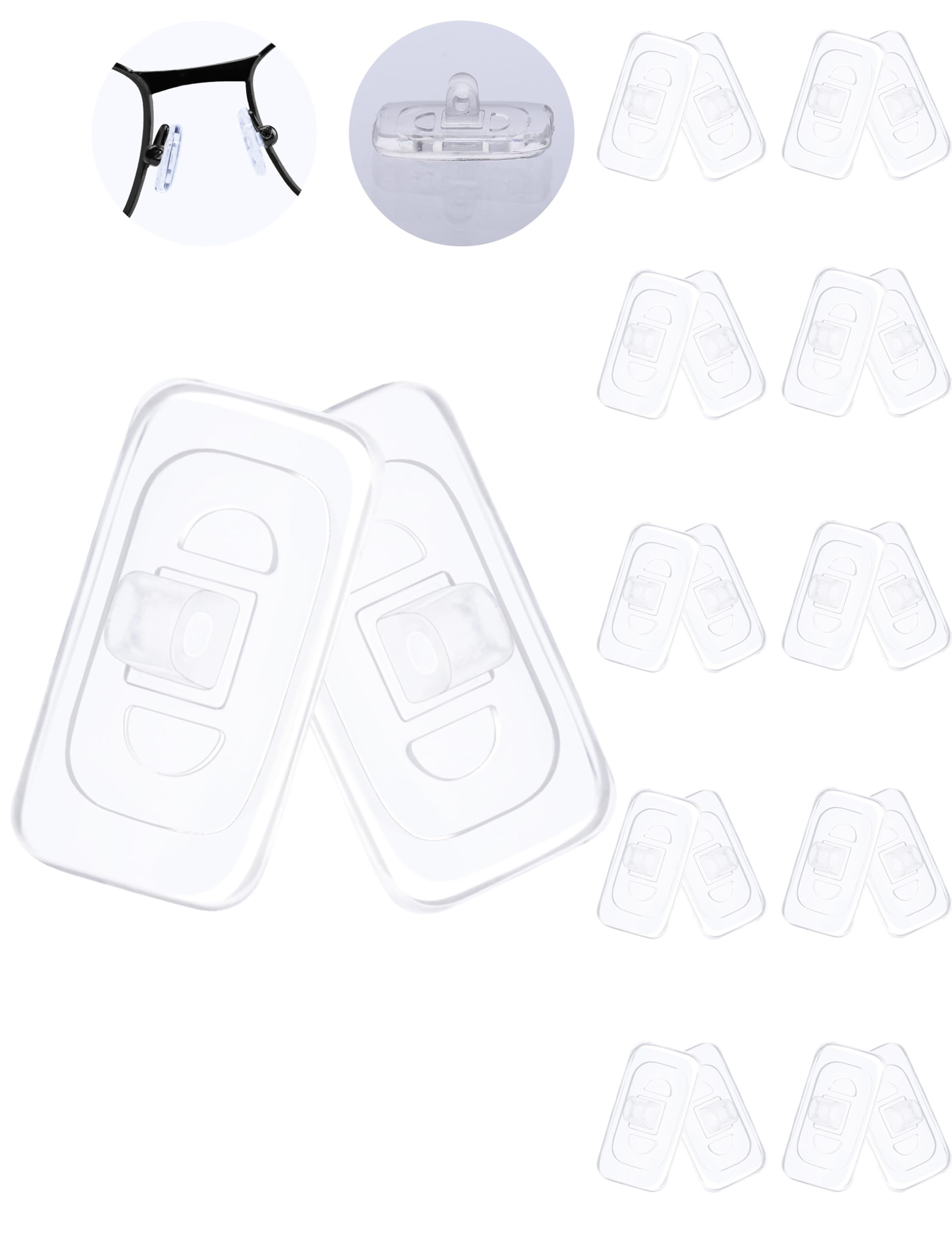MYCOURAG 10 Pairs Screw in Silicone Rubber Nose Pads,11mm x 6mm Replacement Nose Pieces for Eyeglasses,Glasses,Sunglasses