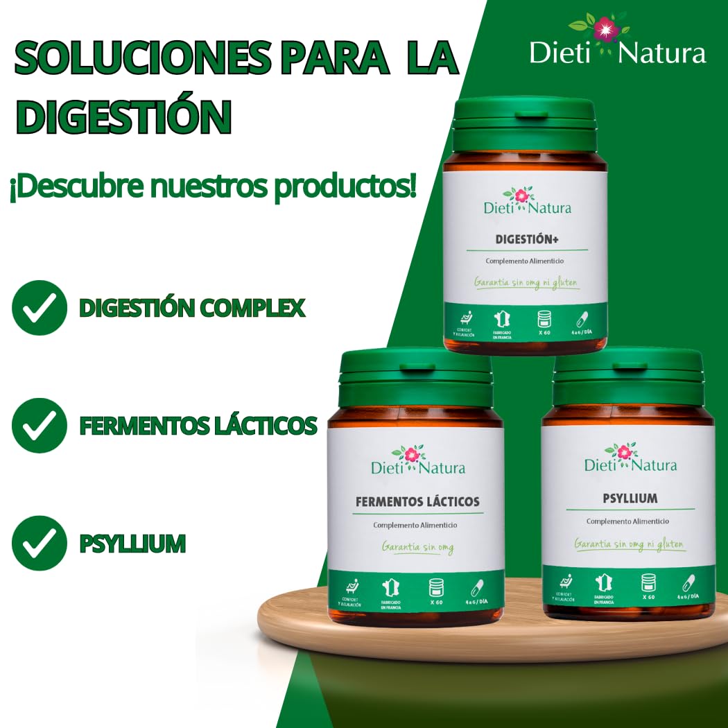 Dieti Natura Fermentos Lácticos 200 Cápsulas (Pack de 3) - Complejo Sinérgico a base de Probióticos y Prebióticos que Favorecen el Sistema Digestivo - Equilibrio de la flora intestinal