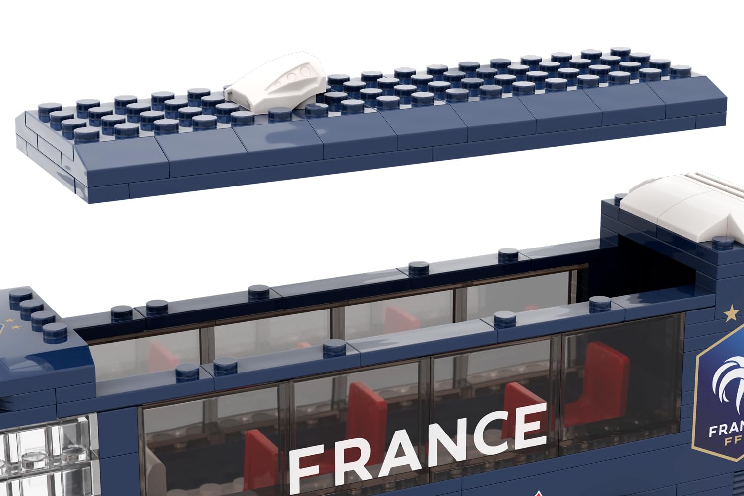 Megableu Autobus Squadra Francia FFF Da Costruire - 319 Mattoncini - Modello Ufficiale Calcio