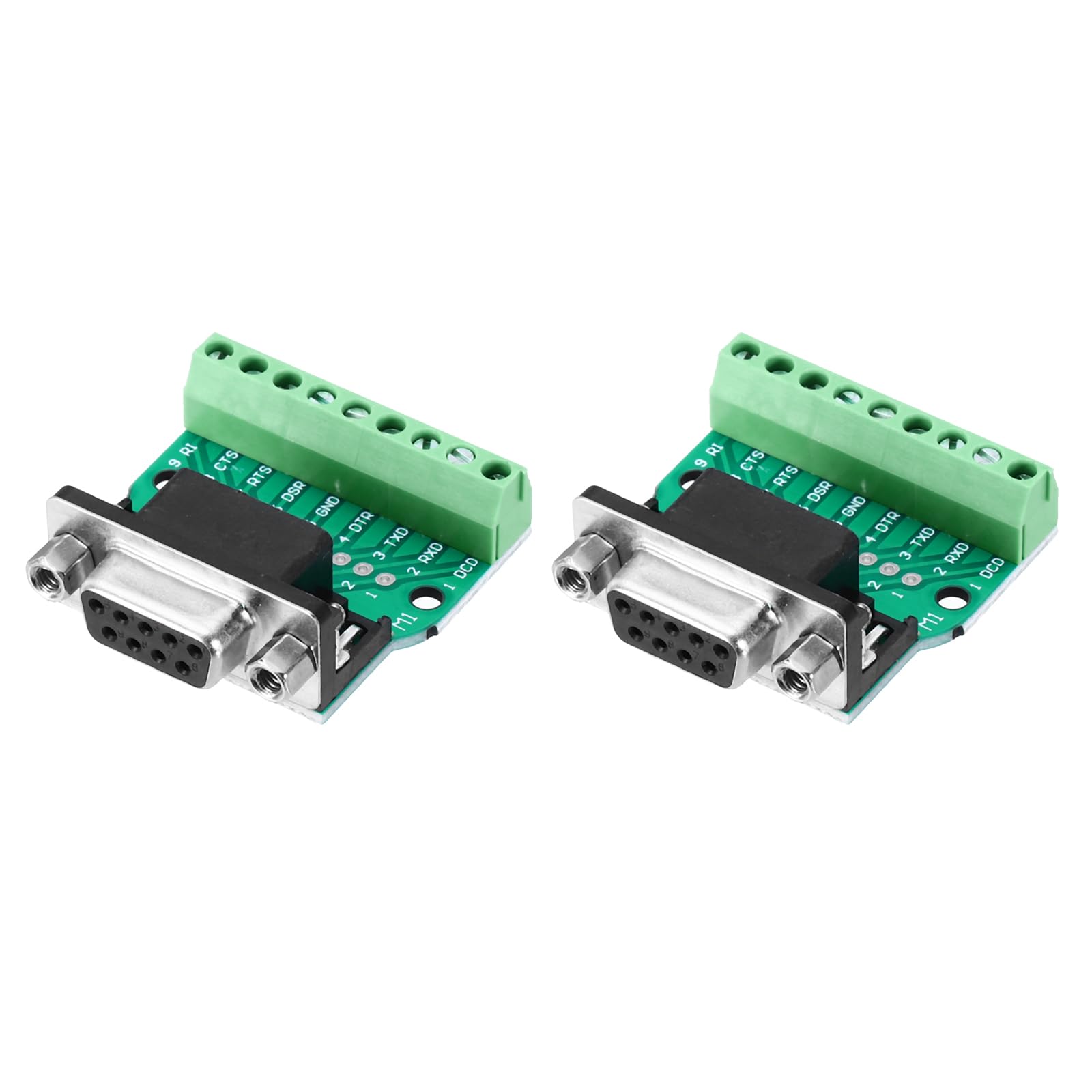 MECCANIXITY DB9 Breakout Connector/RS232 Serial 9 Pin Connector Female Socket 9-pin 2-Row Female Solderless Serial Port for Mechanical Equipment CNC Computers Pack of 2 with Thumb Screws