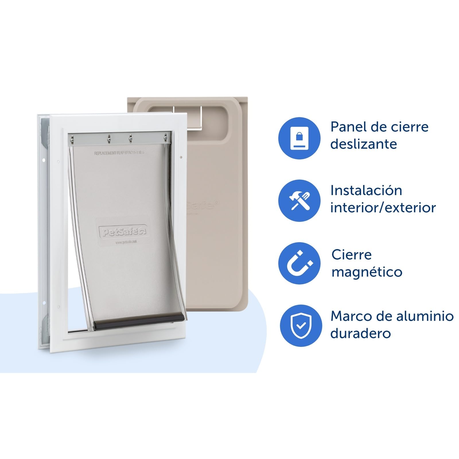PetSafe Gatera de Aluminio - Puerta para Mascotas con Diseño Duradero, Instalación Sencilla, Sellado Resistente al Clima, para Múltiples Mascotas, L