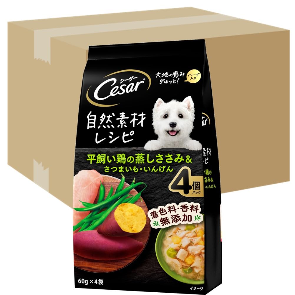 Amazon.co.jp: シーザー パウチ 成犬用 自然素材レシピ 無添加 60g×144