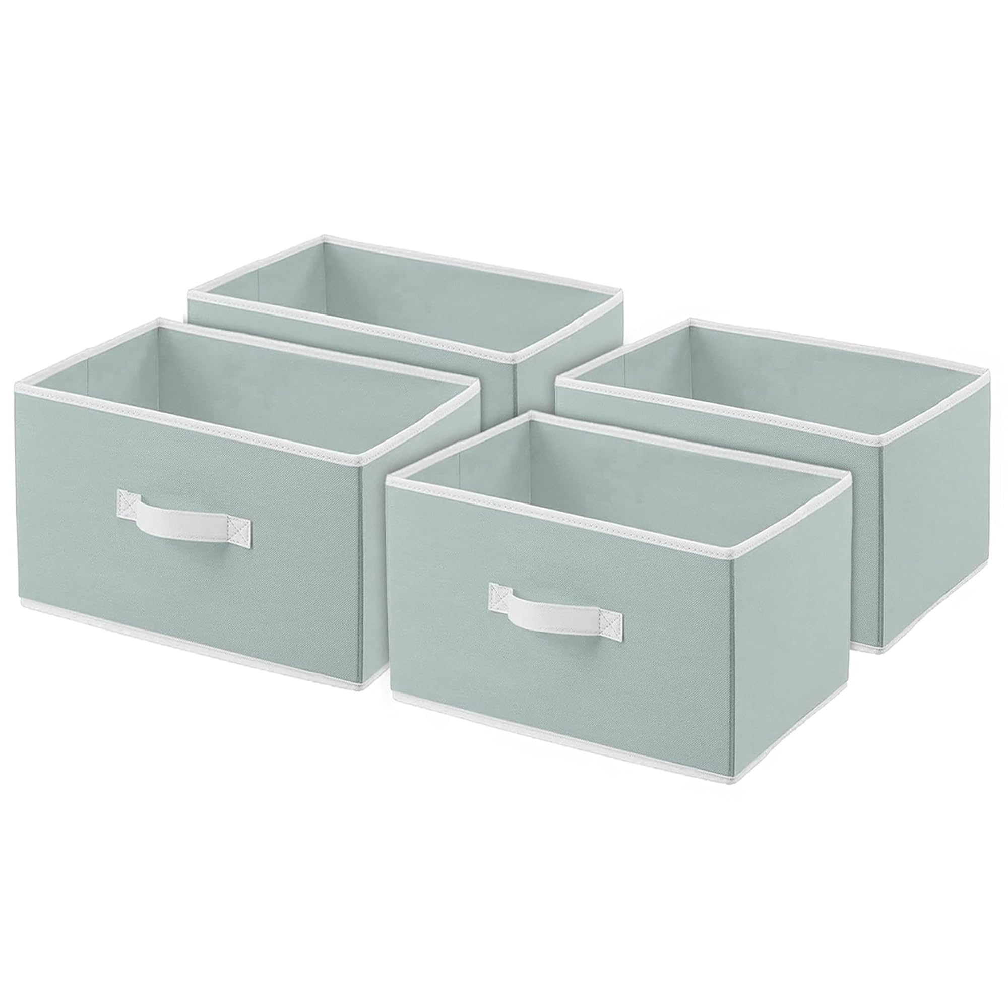 Kuber Industries Foldable Boxes For Storage (Pack of 4) - Multipurpose Storage Organizer For Clothes | Wardrobe | Closet | Toys | Books | Home - Undergarment Organizer Basket With Handle (Light Grey)
