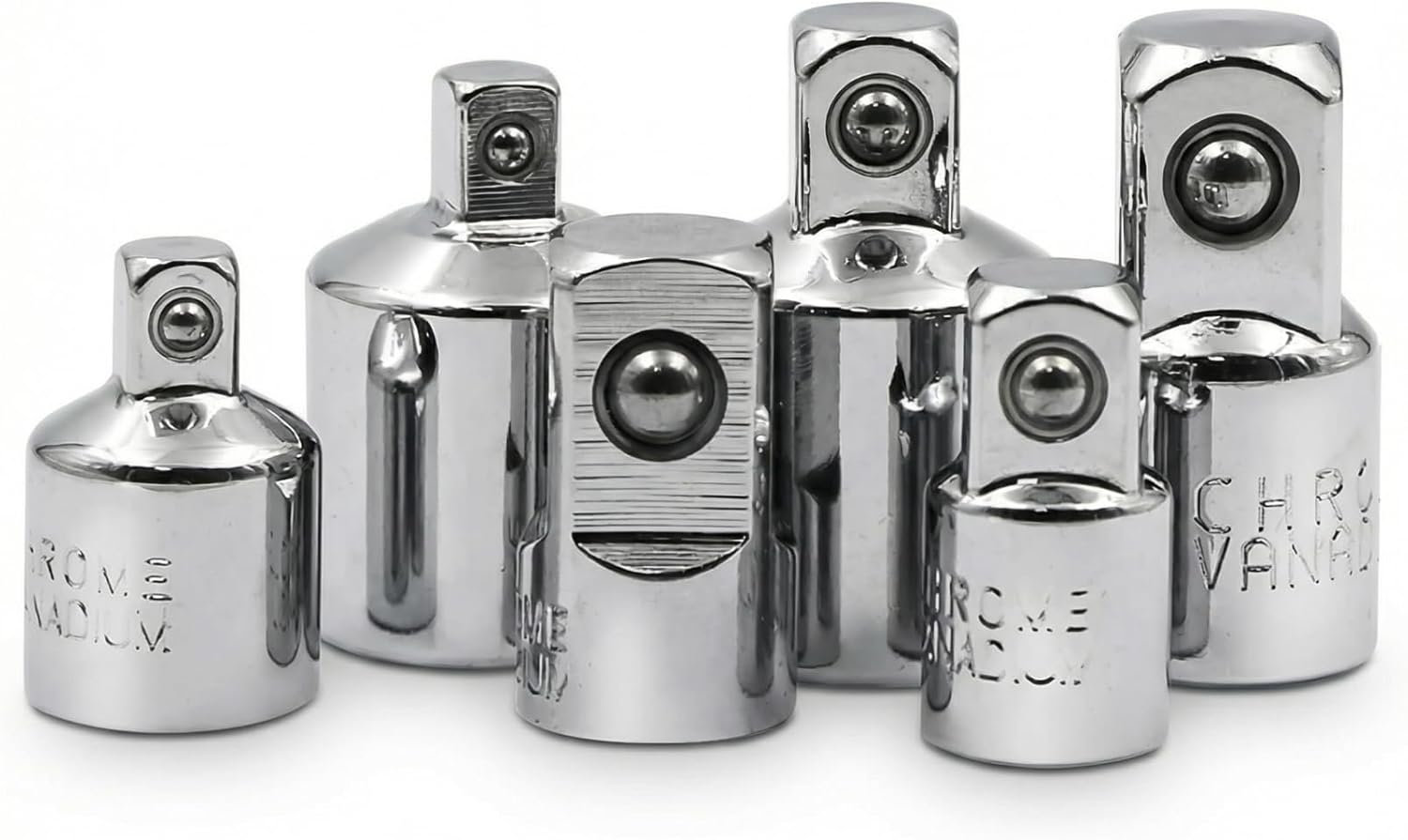 6 PCS Socket Adapter and Reducer Set, 1/4 to 3/8, 3/8 to 1/2, 1/4 to 1/2 Impact Ready, Premium Chrome Vanadium Steel Ratchet/Socket Extension/Conversion Kit/Set