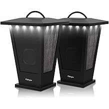 pohopa Bluetooth Speakers Waterproof, 2 Packs True Wireless Stereo Sound 20W Dual Pairing Lantern Indoor Outdoor Speakers with 20 Piece LED Lights, Rich Bass, Pinao Black