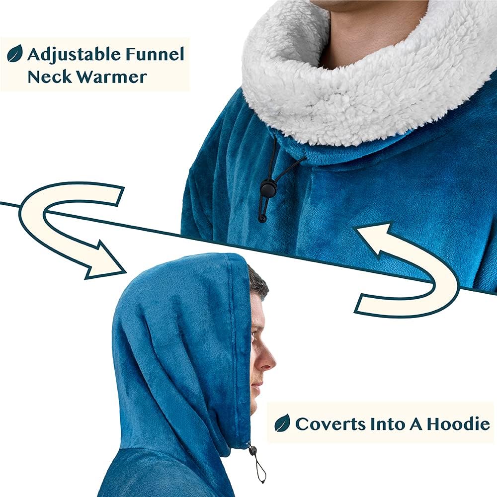 PAVILIA Wearable Blanket Poncho Women Men, Oversized Hoodie Sweatshirt Sweater Neck Warmer, Fleece Soft Hug Sleep Pod Adult - Image 2