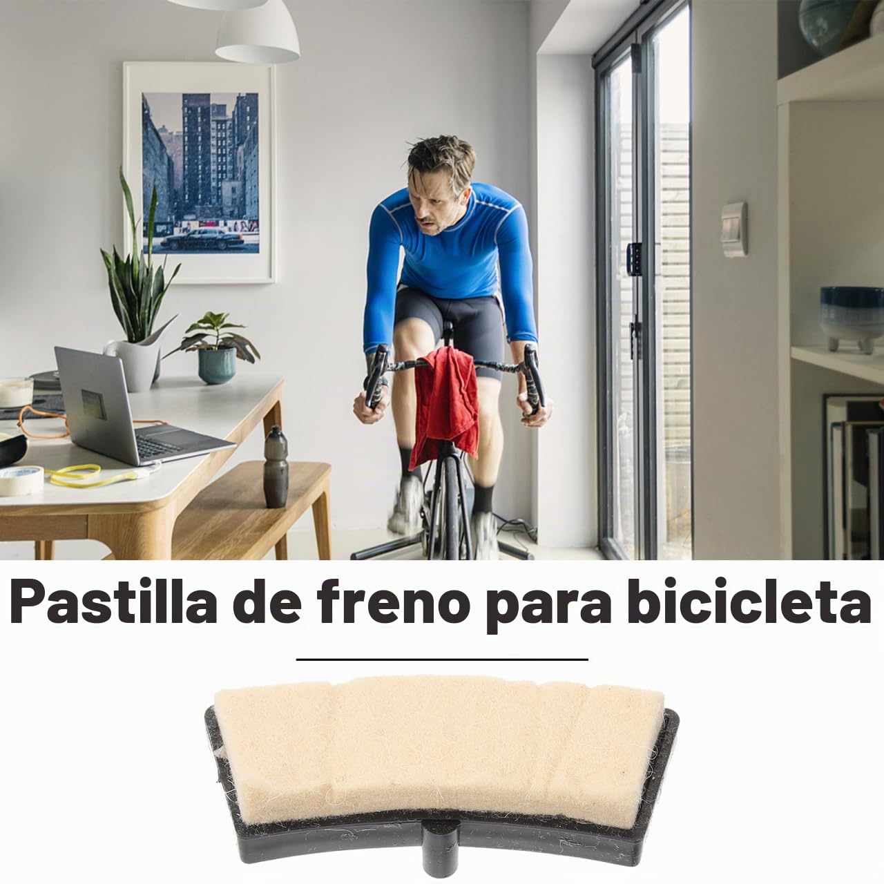 CLISPEED Pastillas De Freno para Bicicleta Estática Y Spinning Almohadilla De Fieltro Antideslizante Piezas De Freno para Ejercicio Fácil Instalación 3.62 X 1.25 X 0.98In 1 Par