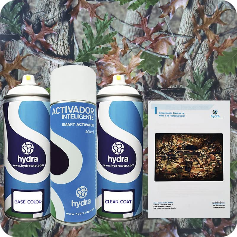 STARTER Kit Cubicatura Kit: Attivatore Spray 400 ml + colore di fondo + vernice + manuale di istruzioni+ pellicola cubicatura mimetico camo. Larghezza: 50 cm. Lunghezza: 200 cm (HCA-157)