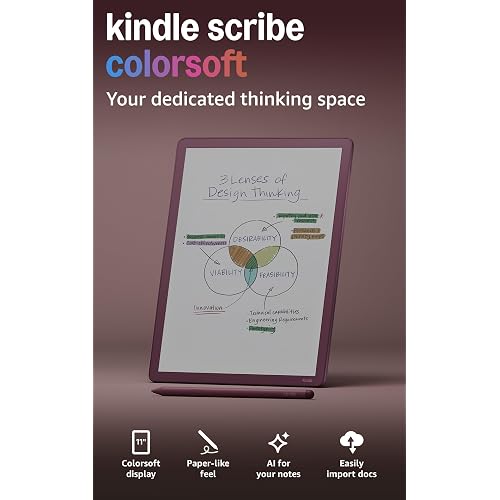 Amazon Kindle Scribe Colorsoft 64GB (newest model) — 11” paper-like color display — Write in notebooks, docs, and books. Read in any light. Pen included - Fig
