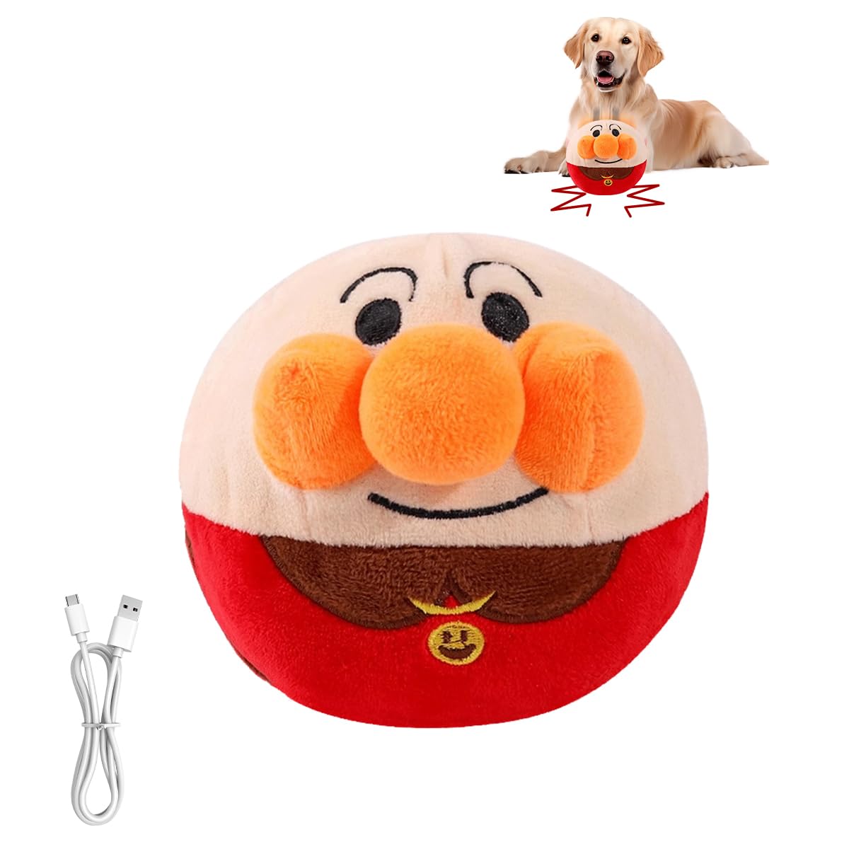 Active Moving Pet Plush Toy Interactive Dog Toys Moving Dog for Boredom Jumping Activation Ball for Small and