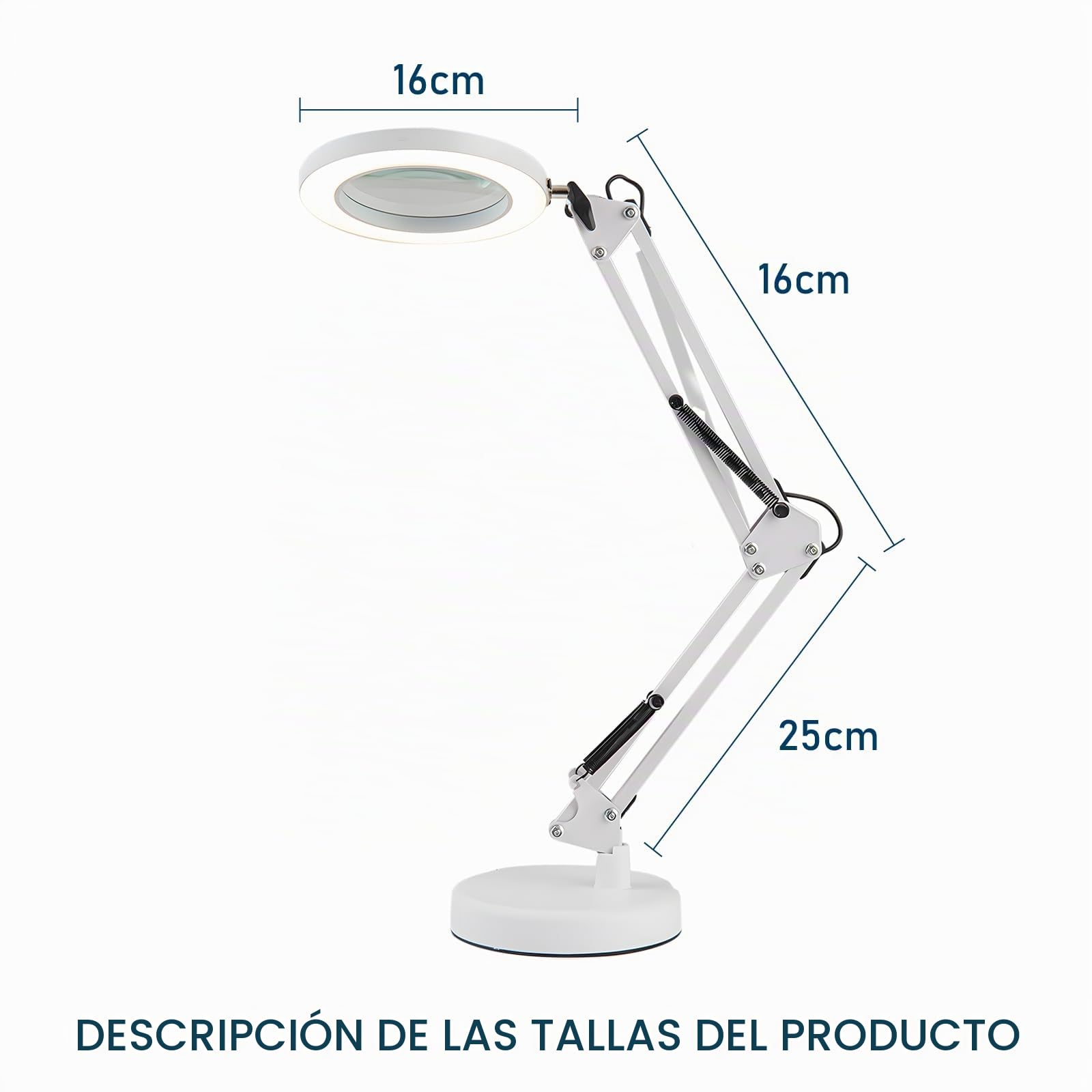 2 en 1 Lupa con Luz y Soporte,Lámpara de Escritorio,con Lupas de 5X,10 Niveles de Brillo Ajustables, Brazo Giratorio Ajustable,para Cosméticos, Práctica Artesanal, Ayuda a La Lectura, Lupa