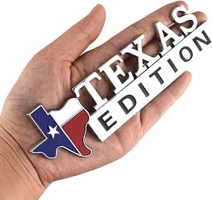 1x Metal Chrome Texas Edition Star Sate Flag Emblem Fender Side Door Sticker (Chrome)