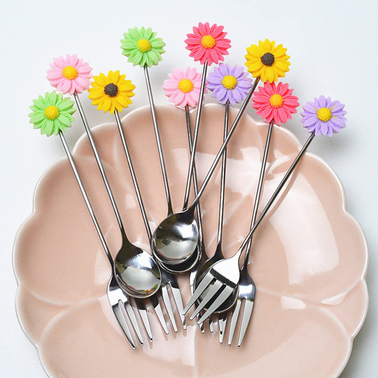 MAGICLULU 3 Pièces Fourchettes à Dessert Fourchettes à Gâteau Accessoires de Fête pour Maison Banquets et Bars Couleur Aléatoire