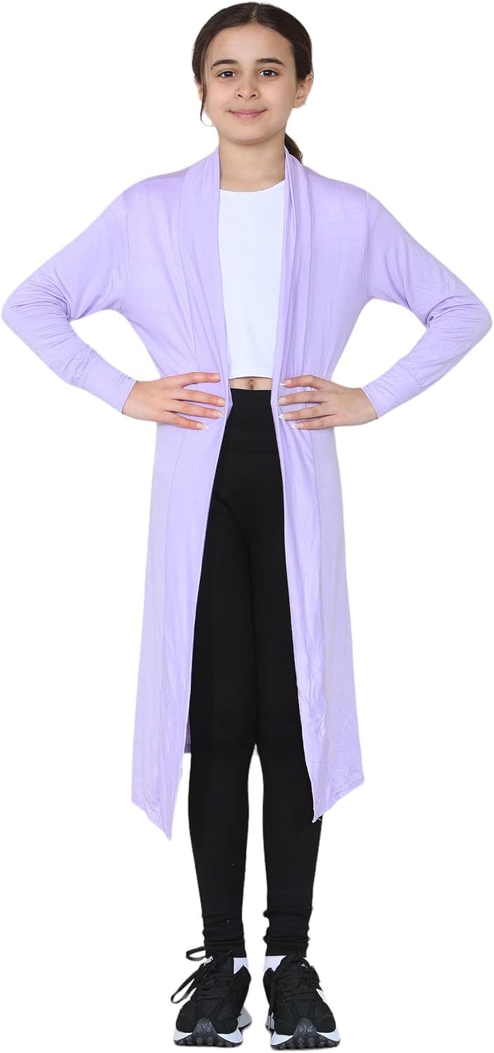 Loxdonz Kids Long Open Front Cardigan Coverup Boyfriend Cardigan Sweater for Girl's Beach Cover ups Kimono Maxi Duster
