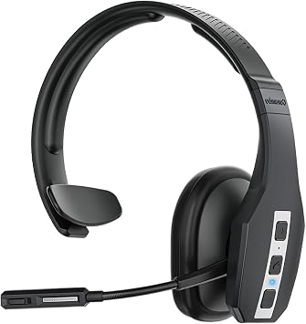 Conambo Trucker Bluetooth Headset with CVC8.0 Three Microphone Noise Cancelling 35Hrs HD Talktime Wireless Handsfree Headset with Mute Button for Driver Office