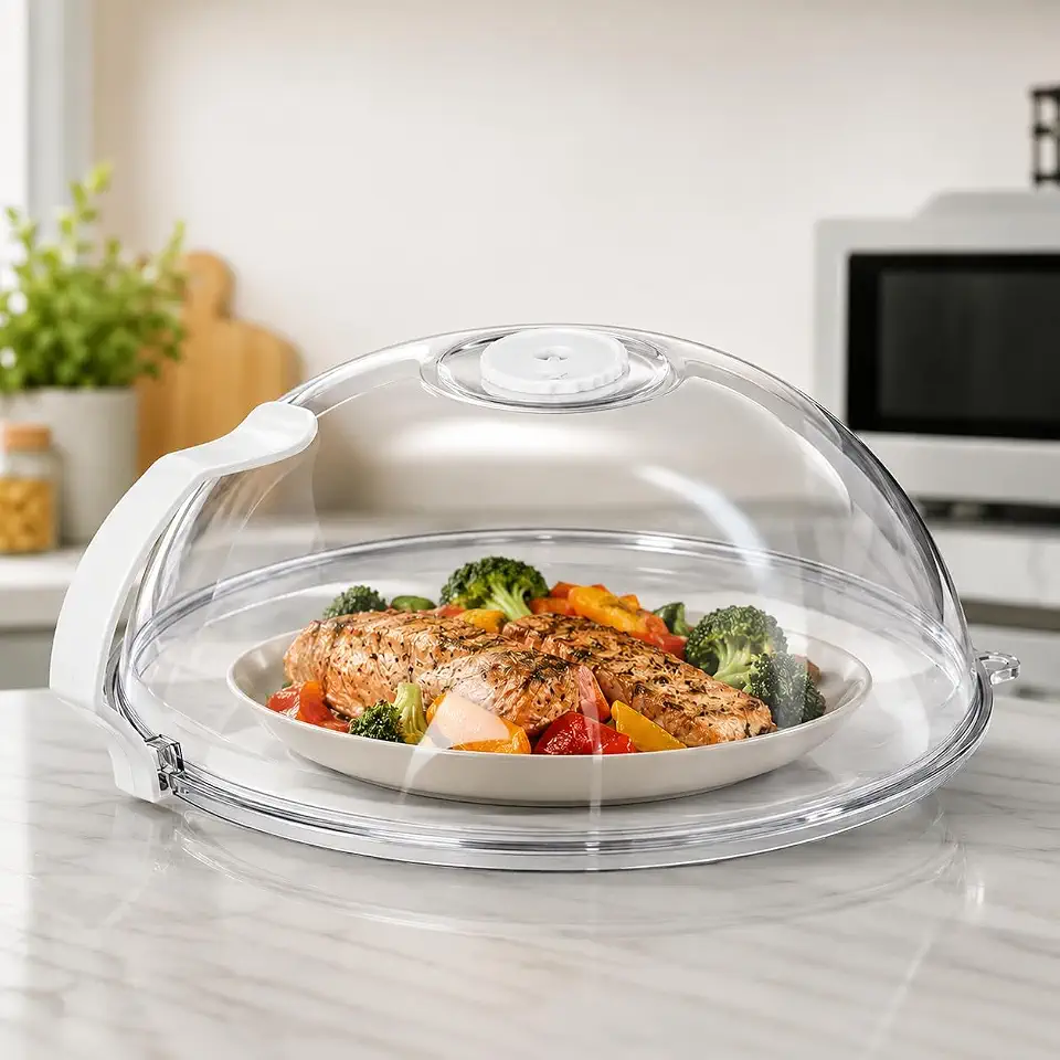 Tampa Anti-Respingo para Micro-ondas com Válvula de Vapor, Protetor Transparente para Aquecer Alimentos sem Sujeira, Reutilizável, Fácil de Limpar, Proteção Contra Respingo e Odor