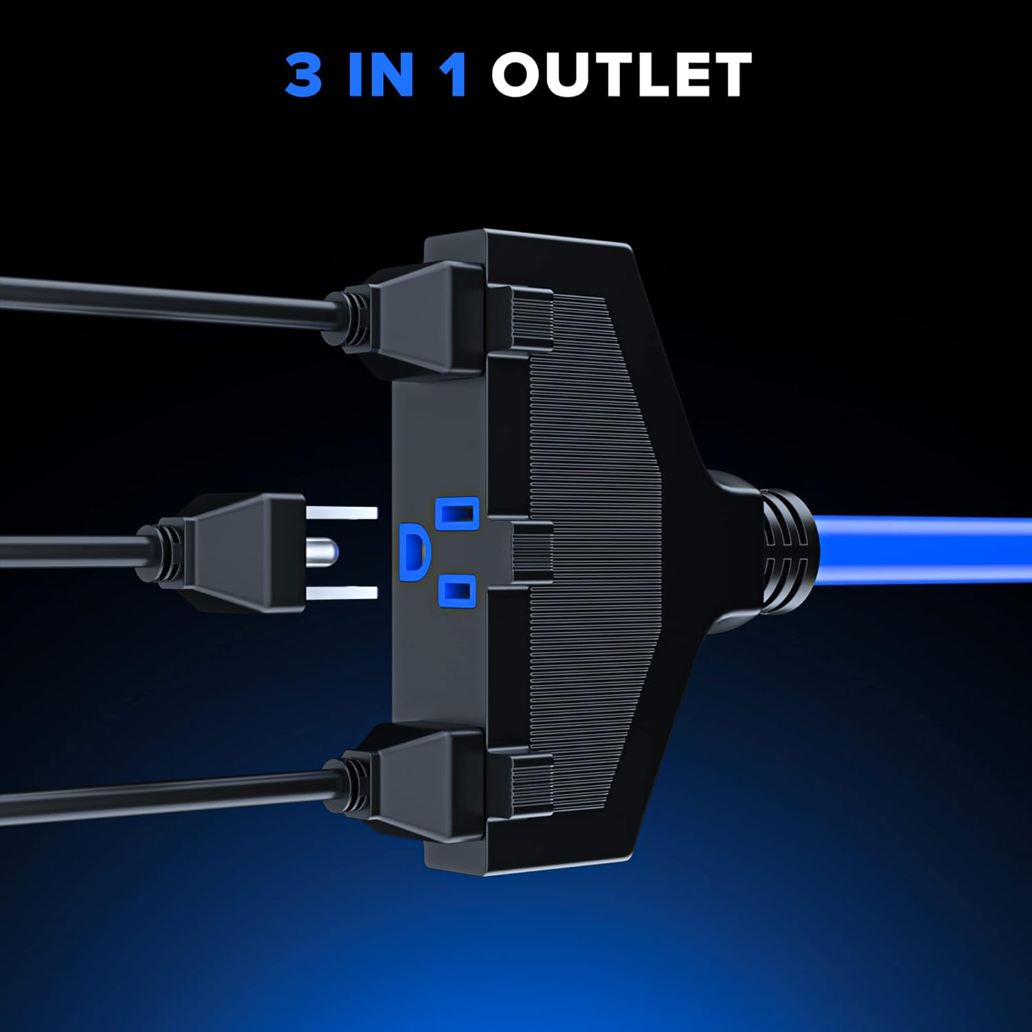 Extension Cord 50 Feet, SJTW Extension Cord with Multiple Outlets, 14 Gauge (Blue) ETL Listed
