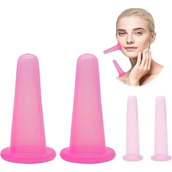 Set of 4 Silicone Cupping Glasses Facial Cupping Set Cupping Face Cupping Face Massage Cupping Glass Faces Anti-Cellulite Cupping Device Cupping Massager