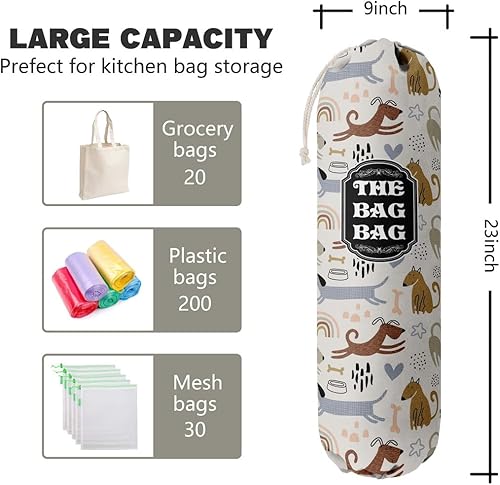 Miniatura 2 de Organizador de bolsas de comestibles para bolsas de compras, bolsas de plástico de montaje en pared, dispensadores de contenedores de