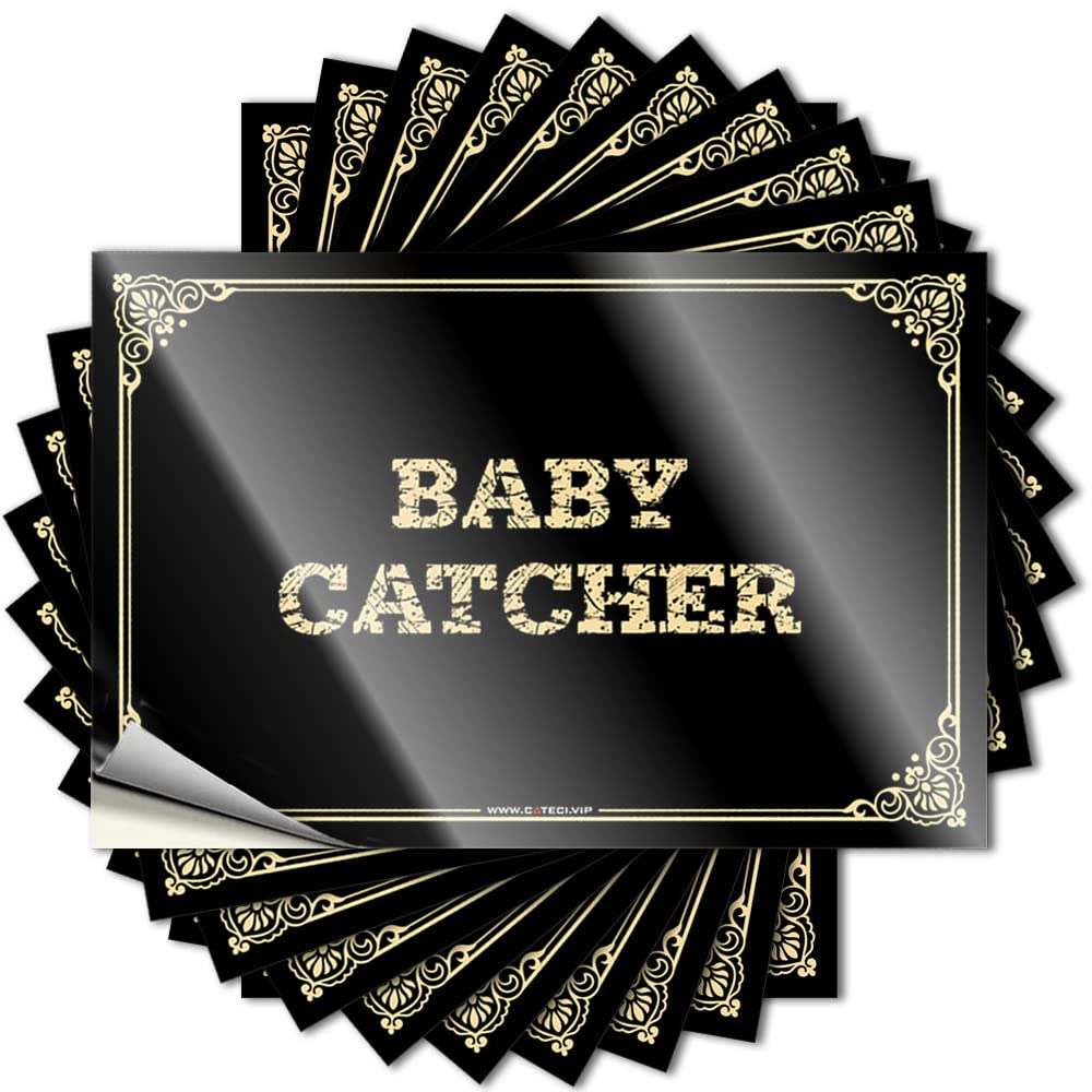 Fzfn Colour Bar Cart Decor Unique Lettering Sticker - Baby Catcher Removable Decal Hard Easy Peel For Checkered(12X18cm)