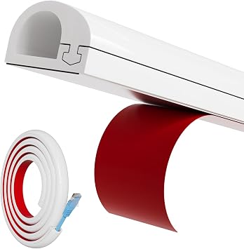 78" Side Open One Cord Hider <1/4" for Wall Mounted Tv,Silicone Flexible Cable Cover to Hide Conceal Cords Along Wall,Wire Raceway Management Cable Concealer Channel,Electric Cord Organizer,White