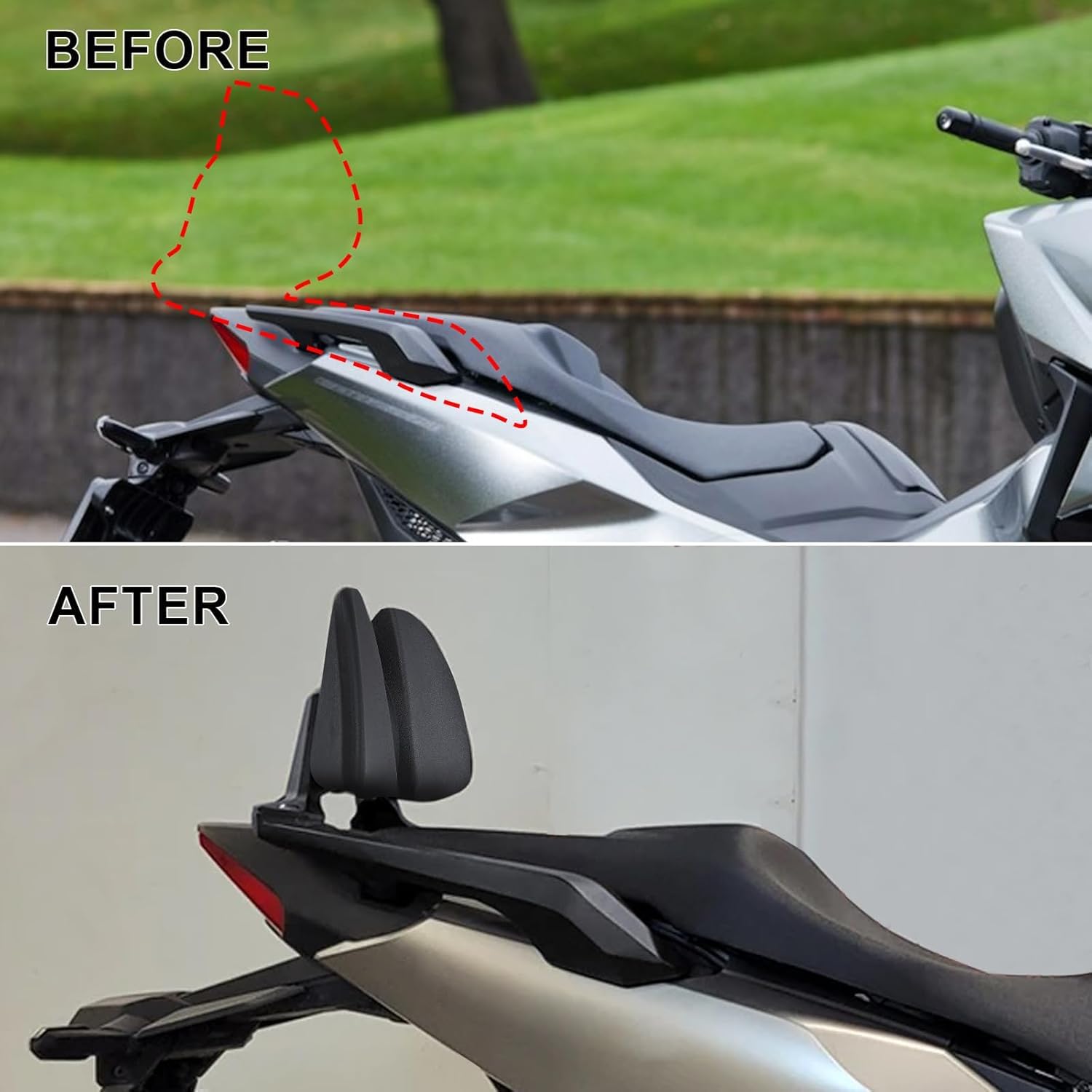 Schienale per moto con cuscino posteriore, compatibile con Honda X ADV 750 FORZA 750 NSS 750 2021–2026, cuscino posteriore rimovibile per passeggero, portapacchi XADV750 FORZA750 NSS750