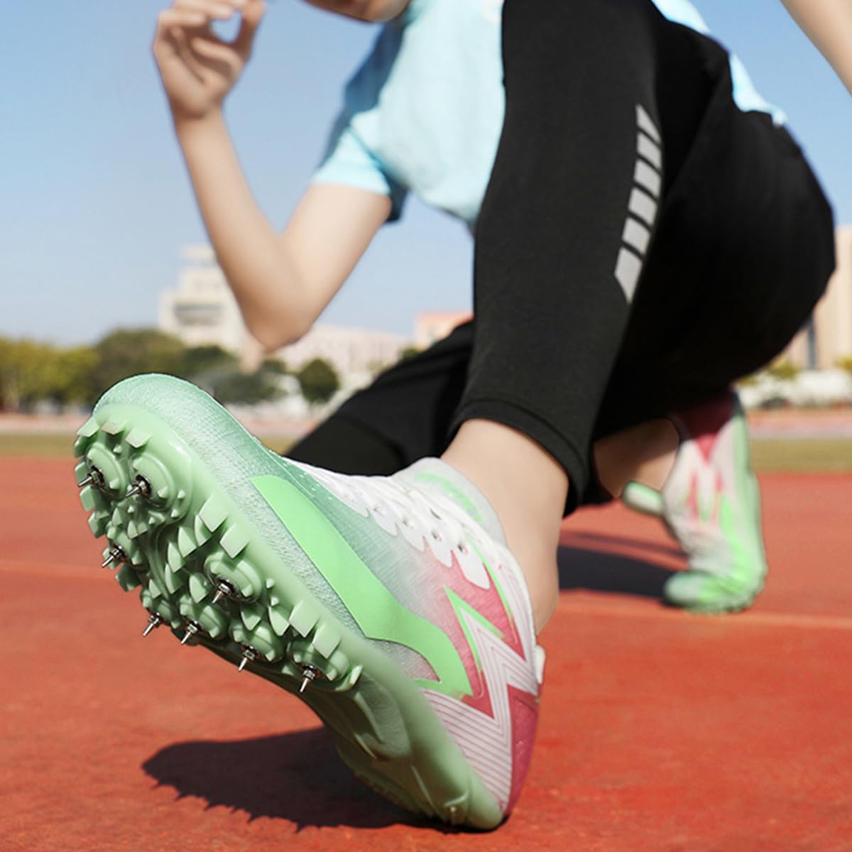 Zapatillas de Atletismo con Clavos para Hombre Zapatillas Saltar Y Correr Ligeras con Clavos para Carreras Y Sprint Carreras