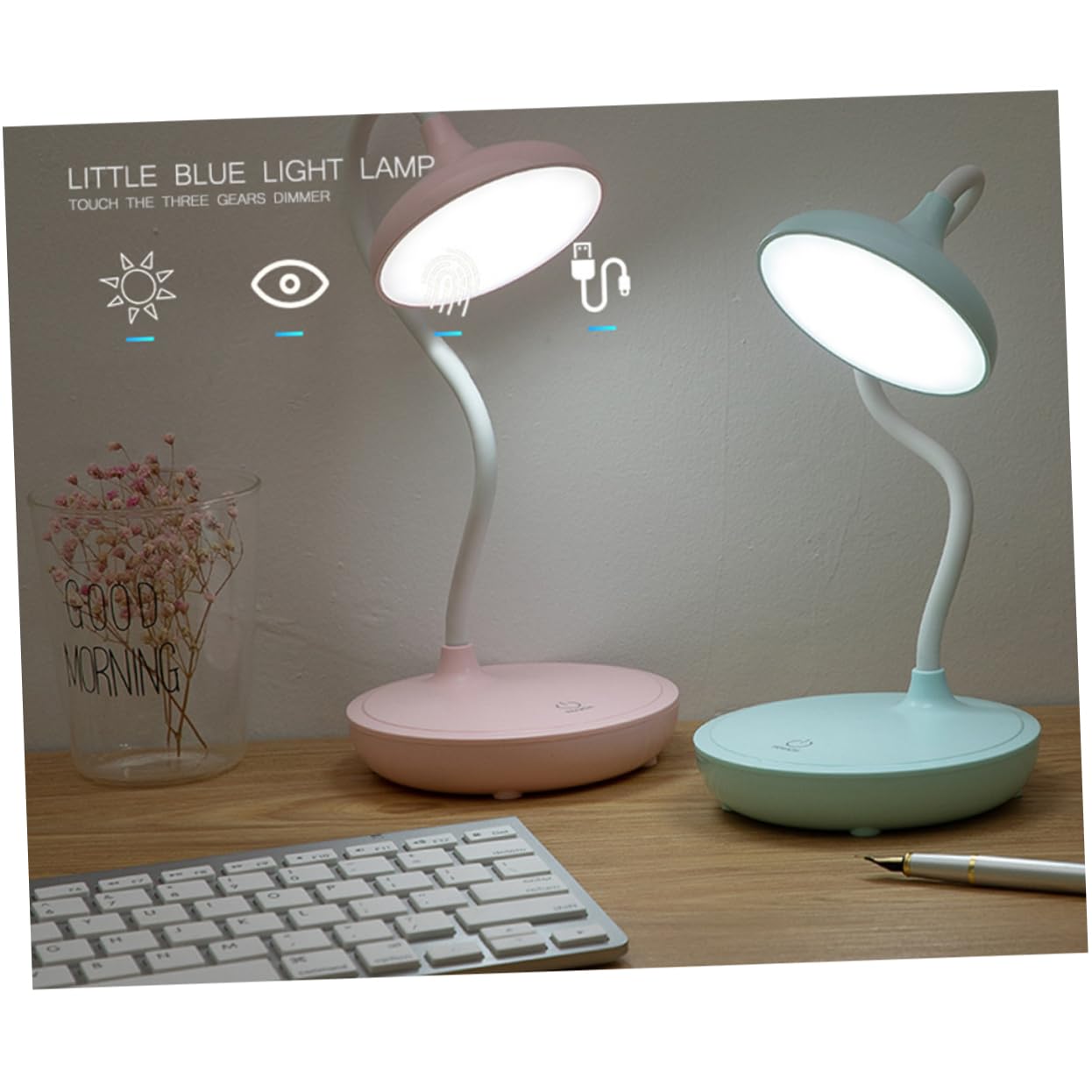 SHINEOFI 360 Learning Book Reading Lamp Rotatable Charging Eye Protection Touch Control Desk Lamp for Study Office Bedroom Creative Decoration