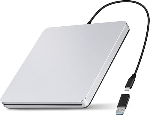 NOLYTH Unidad externa de CD y DVD USB 3.0 tipo C, ranura para CD ROM, unidad externa delgada de CDDVD, lector de CD, reproductor de DVD, unidad