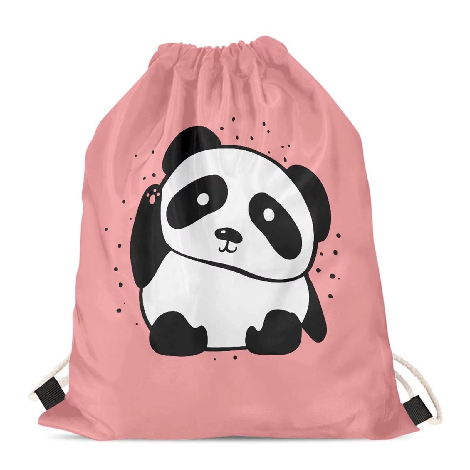 Showudesigns Panda Drawstring Bag for Girls Pink Swim Bag Kids Outdoor Sport Gym Backpack Swimming PE Cinch Sack Thick Strap Gifts Purse — image 1