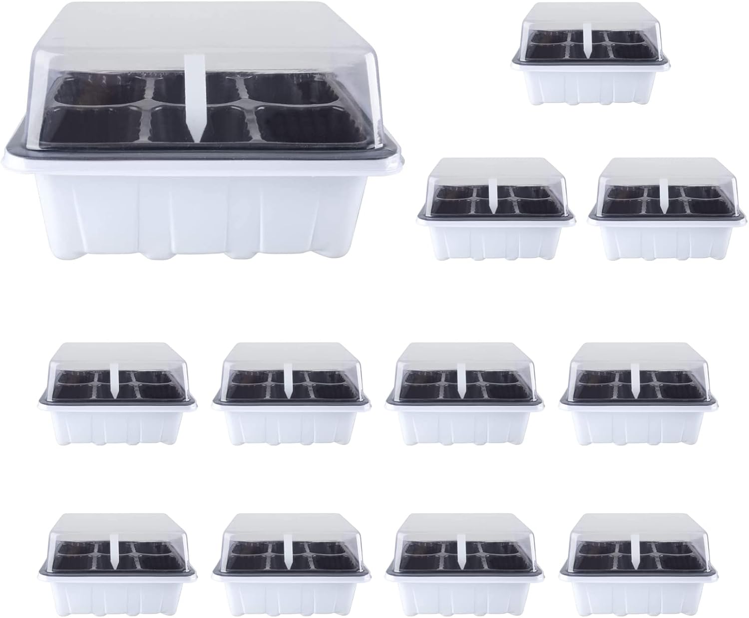 Homend 12 Sets Seed Starter Tray, 72 Holes Seed Tray Plant