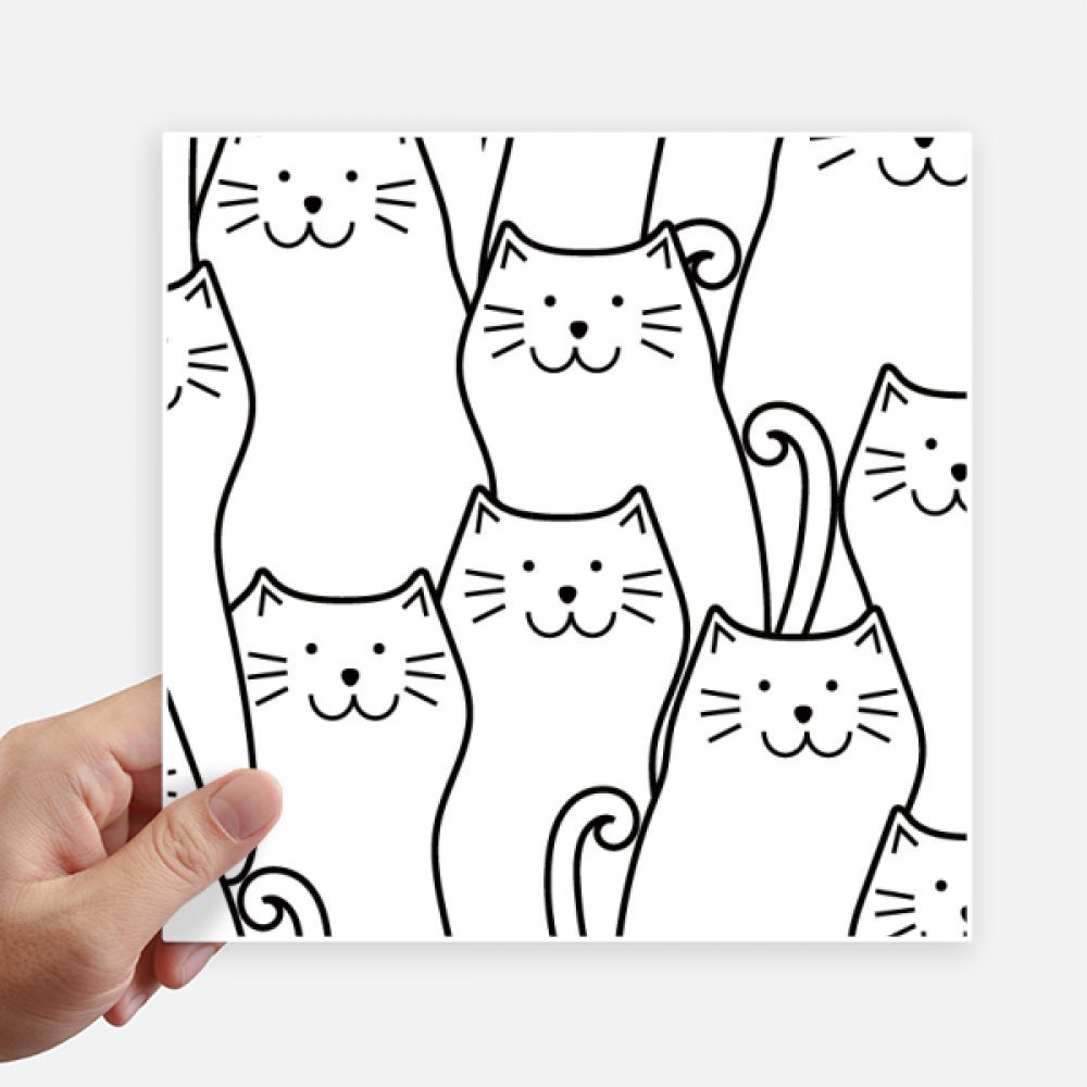 Autocollant carré Chat Sourire 20 cm pour mur et valise DIYthinker - Lot de 4 stickers multicolores