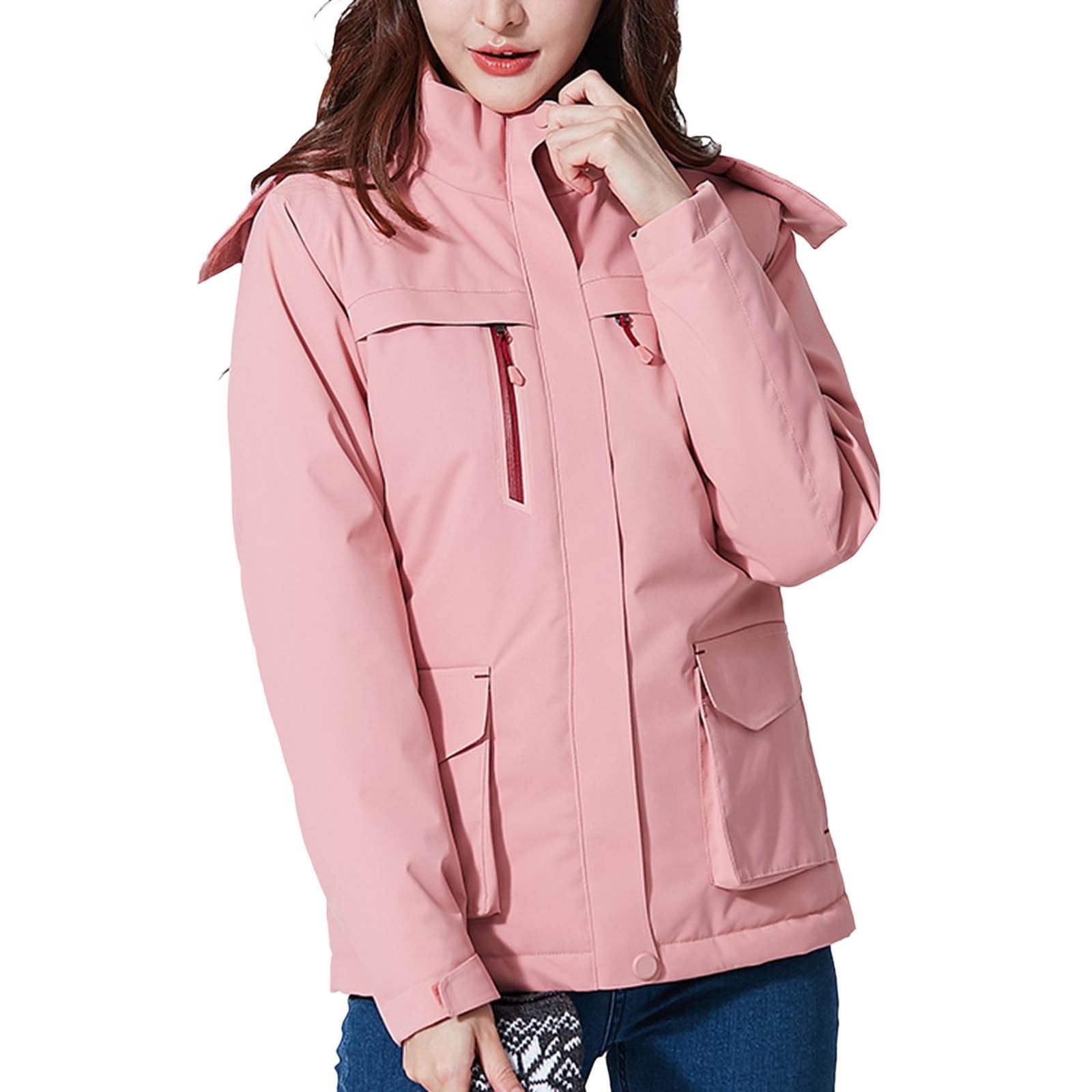 Generisch 2026 Damen Solid Beheizter Mantel Outdoor Elektrisch Winddichter Sportjacke Warme Winterbekleidung mit Heiztechnologie
