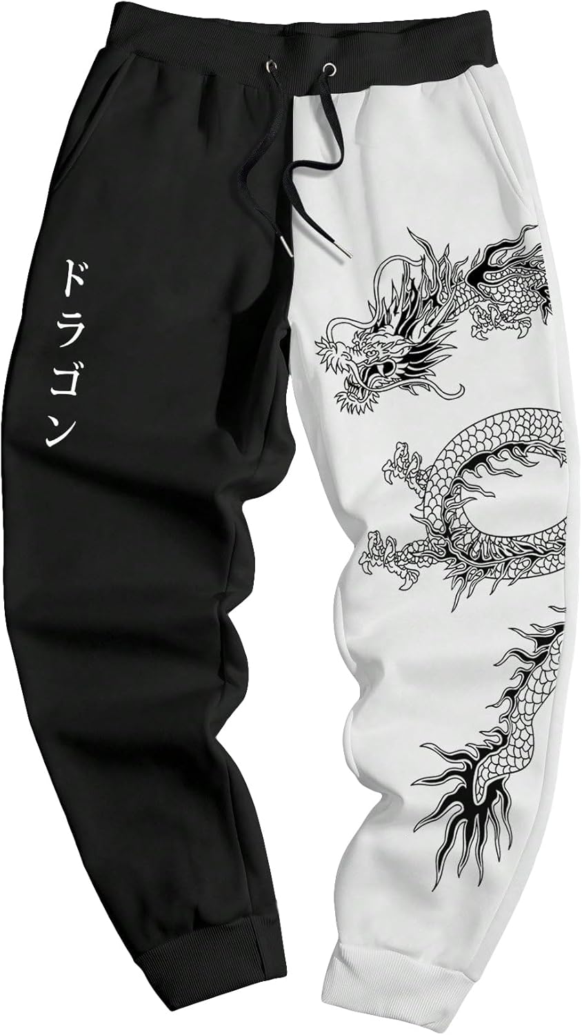 COZYEASE Men's Plaid Letter Print Sweatpants Drawstring Waist Tie Front Jogger Pants with Pocket