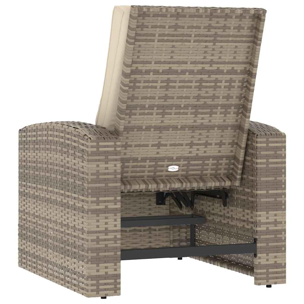 vidaXL Poltrona Reclinabile Giardino Cuscini Marrone Chiaro Polyrattan