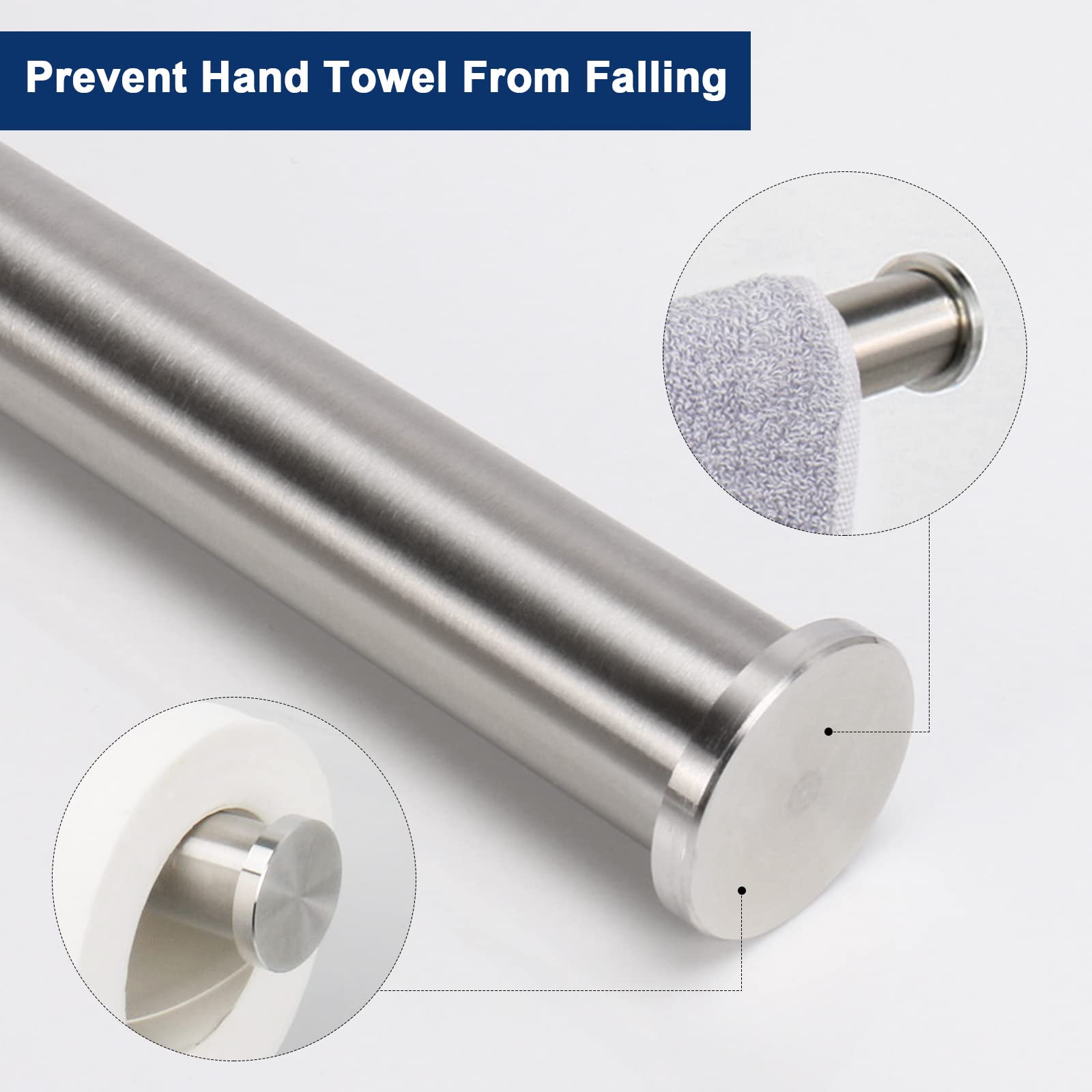 NearMoon Bath Toilet Paper Holder+ Hand Towel Holder, 2 Pieces Bathroom Hardware Set- Premium 304 Stainless Steel Toilet Roll Holder and Towel Rack Wall Mounted for Kitchen (Brushed Nickel) — Amazon image 4