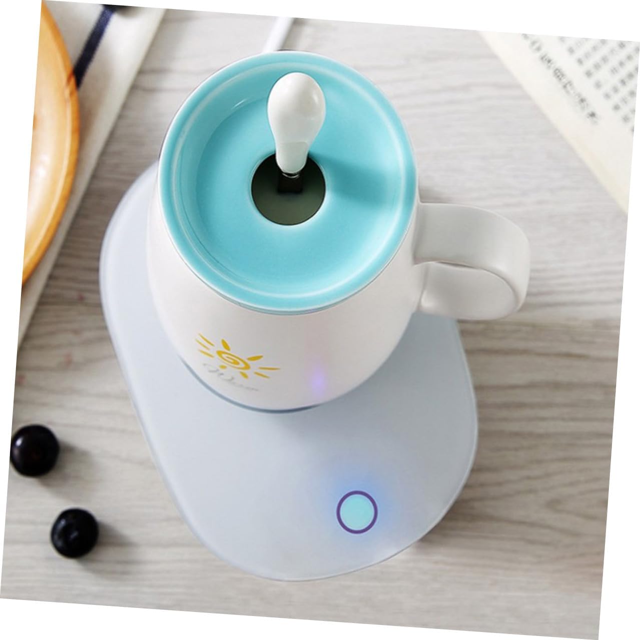 FUOYLOO Constant Temperature USB Milk Cup Heater White Electronic Warmer for Tea Coffee at Office Desk Portable Wear-Resistant Easy-Clean Heating Pad for Home Use Random Color