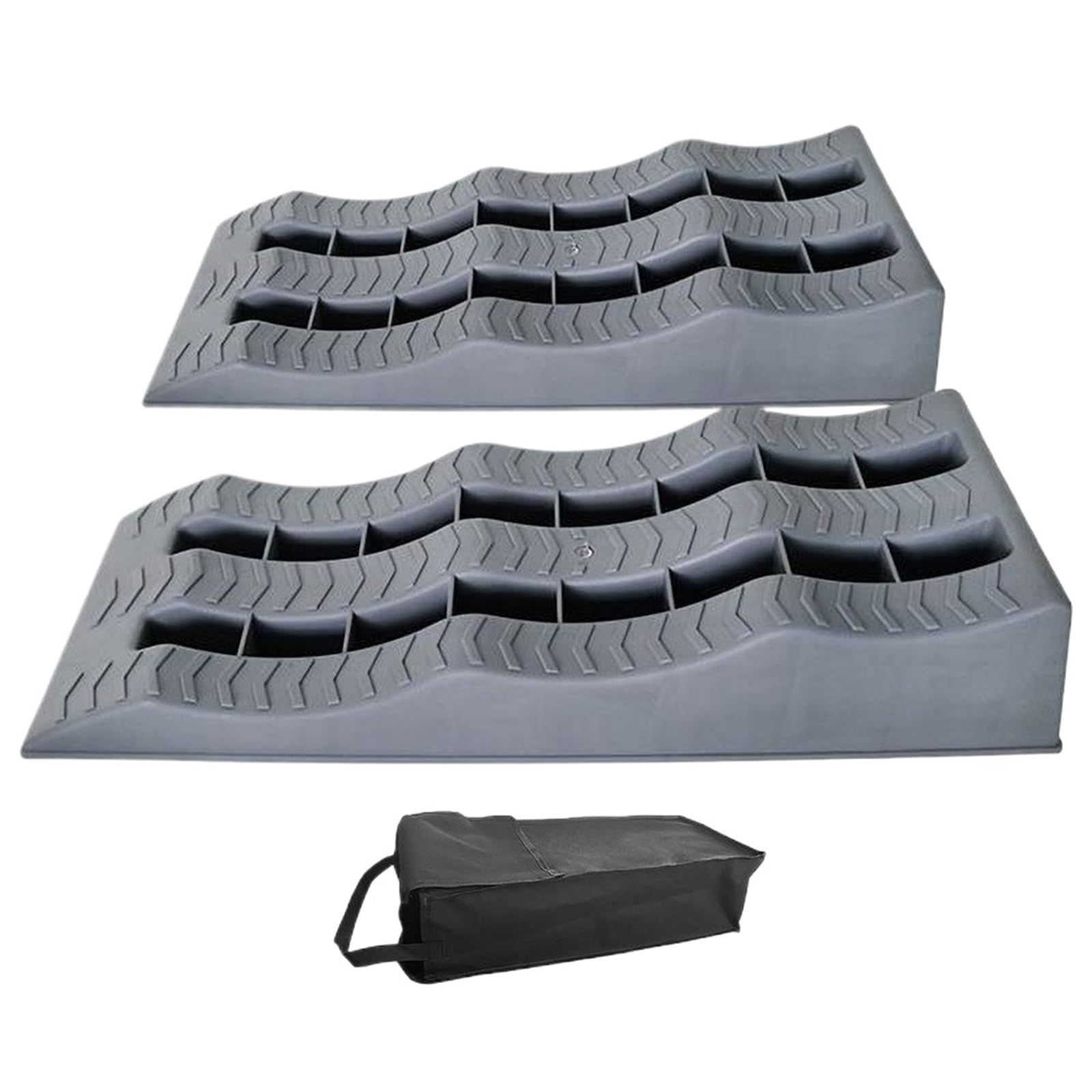 Auffahrkeile für Wohnmobil 2 Stück RV-Nivellierrampen, Unterlegkeile, Anti-Rutsch-Pad for Autoreifen zur Stabilisierung der Wohnmobil- oder Anhänger-Nivellierung mit Oxford-Tasche(Grey)