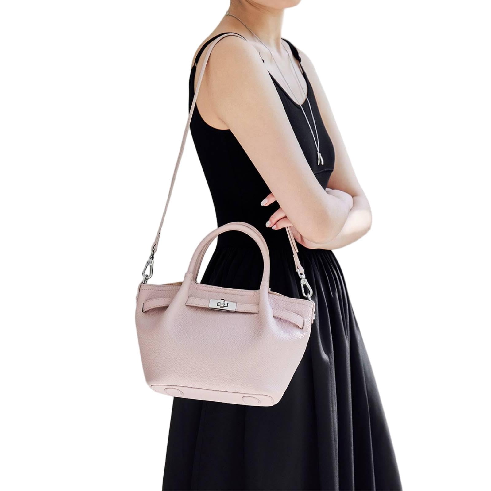 XXDML - Bolsos blancos para mujer, bolsas de cubo, dos asas superiores, 27