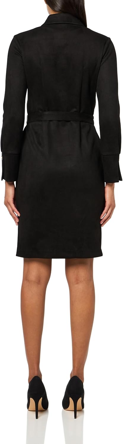 Halston Womens Long Sleeve Collared V-Neck Button Front Belted Shirt Dress - Image 2