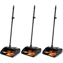 3 Pack Dustpan with Long Handle, 37 Upright Dust Pan, Heavy Duty Standing up Dustpans for Indoor, Outdoor, Home, Office, Commercial, Industrial, Shop