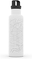 Vista 3 de Well Told Botella de agua aislada con mapa de Washington DC grabado, botella de acero inoxidable grabada (21 onzas, blanco) botella aislada de mapa